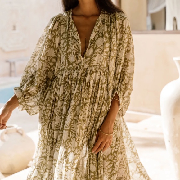 [SOLD OUT] Kyra Midi Dress ~ Olive M / Daughters Of India - NWT - Picture 5 of 7